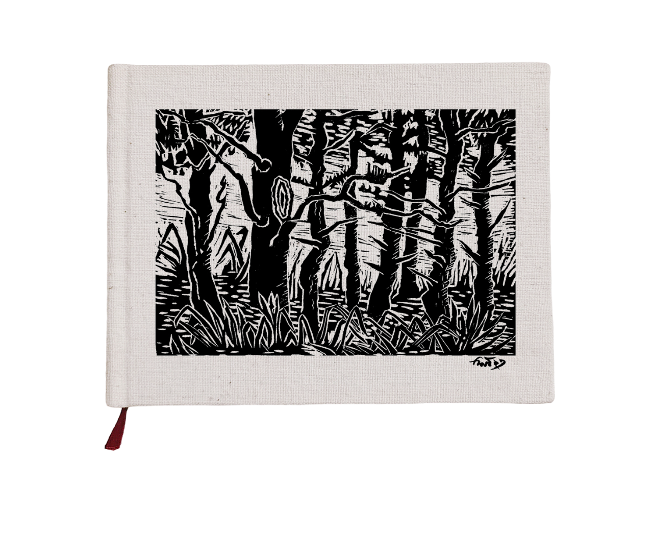 Canelino Forest A6 Sketchbook Linocut Design for Travelogue